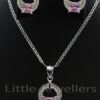 Express yourself with this lovely necklace set that has an exquisite pink bold color.