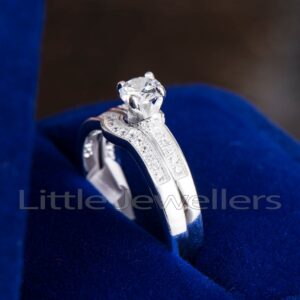 A simple sterling silver double engagement ring