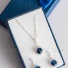 sapphire blue round cut cz necklace and earrings set