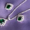 Sterling silver emerald pendant necklace and earring set