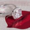 This Cushion cut Engagement Ring has a silvery touch of beauty about it.