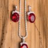 A minimal and beautiful cz garnet necklace set.