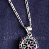 Multi Colored Silver Flower pendant