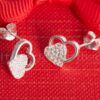 Double Heart silver earrings