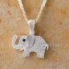 The brilliant cubic zirconia stones lend a little bling to this silver elephant pendant necklace