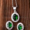 Make a statement with this stunning green emerald matching necklace set