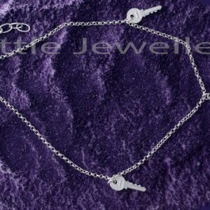 Sterling Silver Anklet with Lock & Key Charms