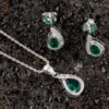 A gorgeous deep green matching pendant and earring set exudes luxury & elegance and would look stunning on any woman.