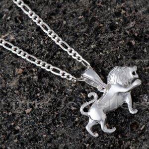 Silver Lion Pendant Necklace