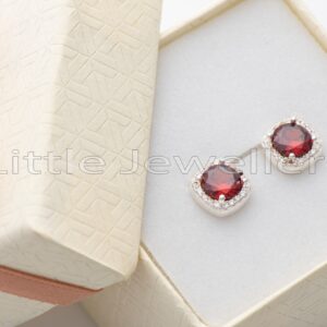 Red Stud Earrings in 925 Silver