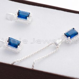 This stunning sapphire necklace and earring set is a must-have for your jewelry collection