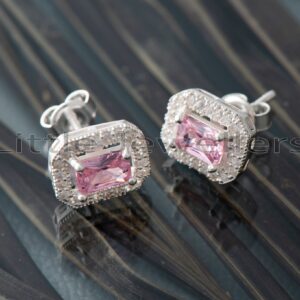 Pink Rectangular Earrings