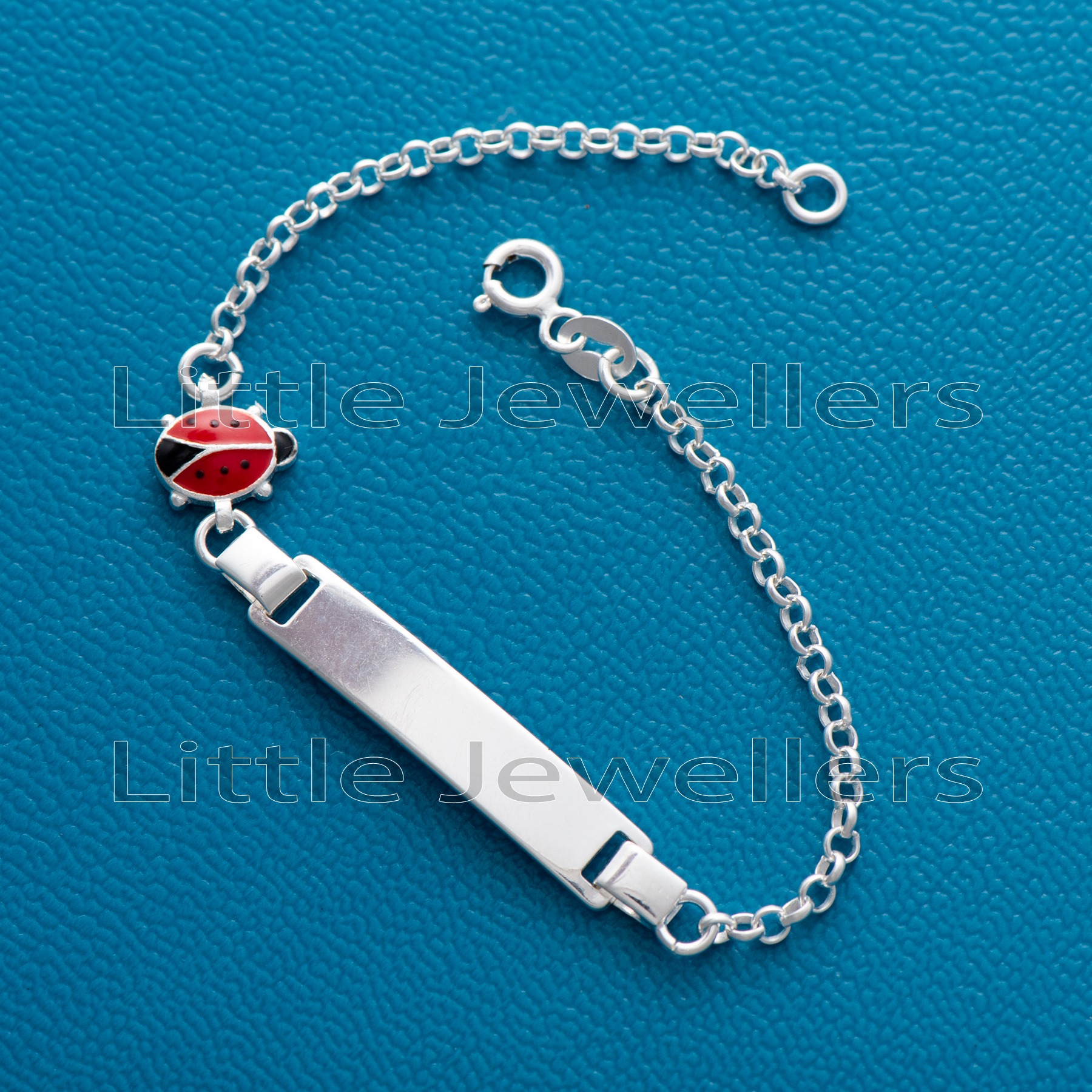 Add a bit of luck to your child's day with our lovely ladybug silver bracelet. Beautifully crafted and vibrant in color