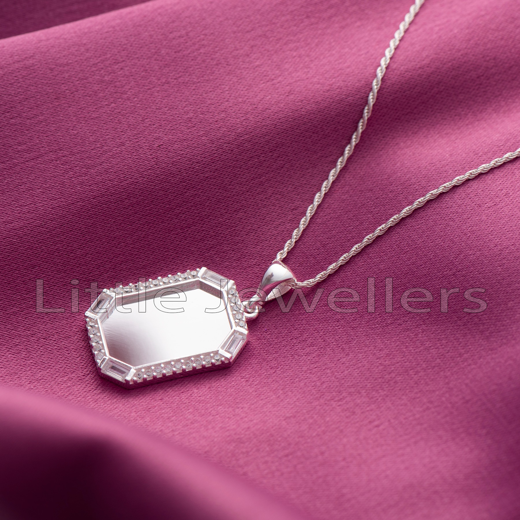 Engravable Silver Pendant Necklace for Her