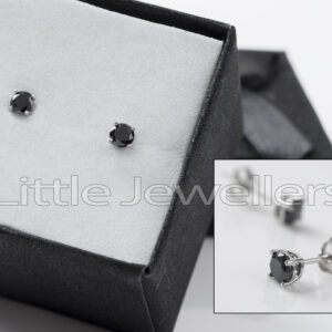 Sterling Silver Black Stud Earrings