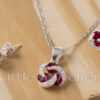 Sterling Silver Cz Garnet Necklace Set