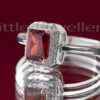 Simple Silver Cz Square Cut Garnet Ring