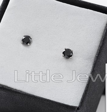 Sterling Silver Black Stud Earrings